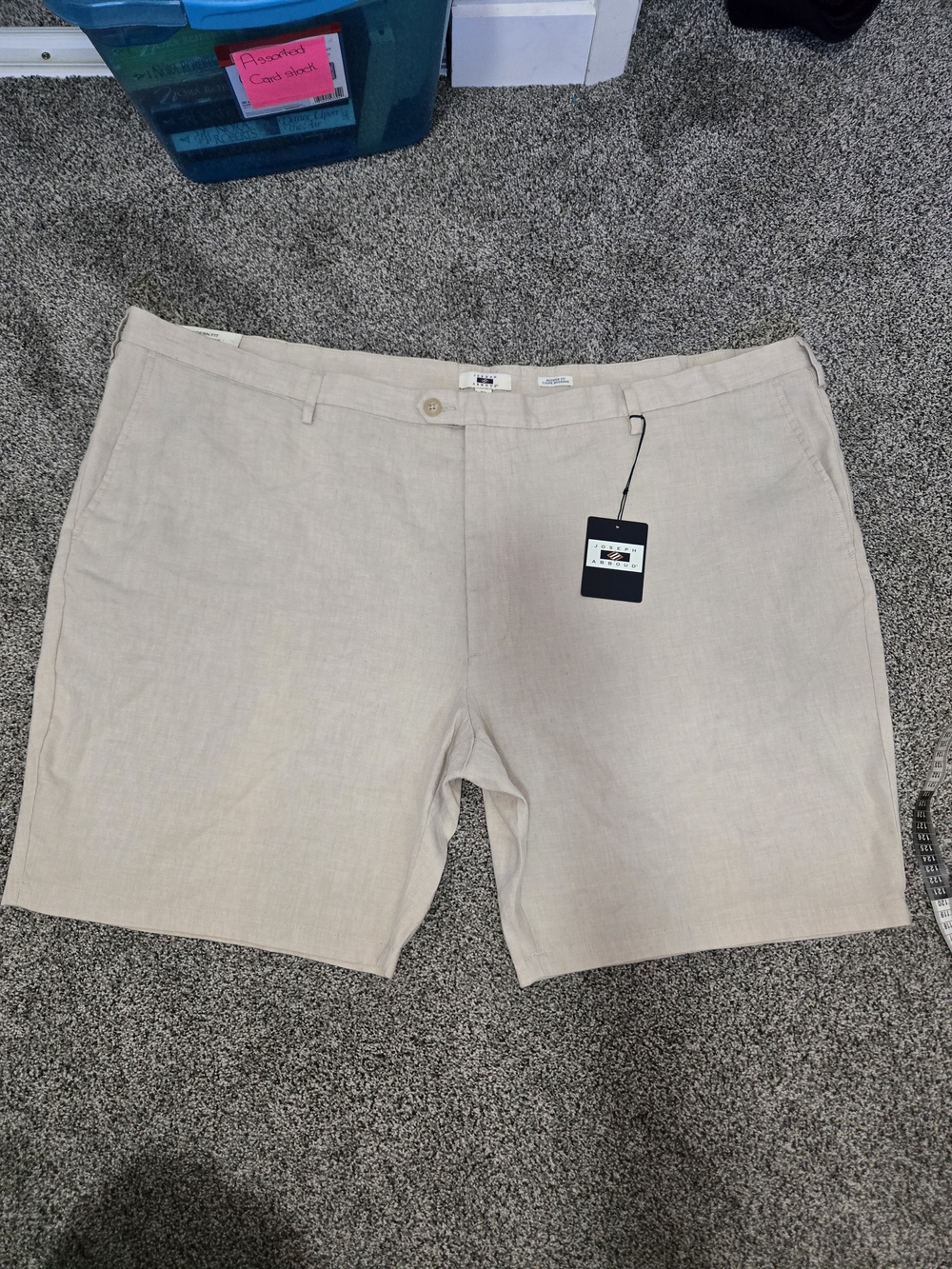 Joseph Abboud Beige Flat-Front Linen-Blend Shorts